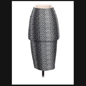Elizabeth and James Black and White Patterned Pencil Skirt